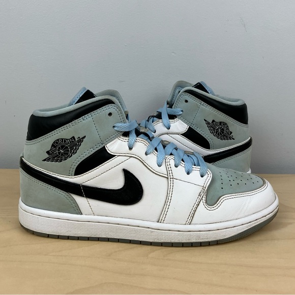 Nike Air Jordan Retro 1 Mid SE Ice Blue Black Men’s Size 8.0 Basketball Shoes - Picture 2 of 11